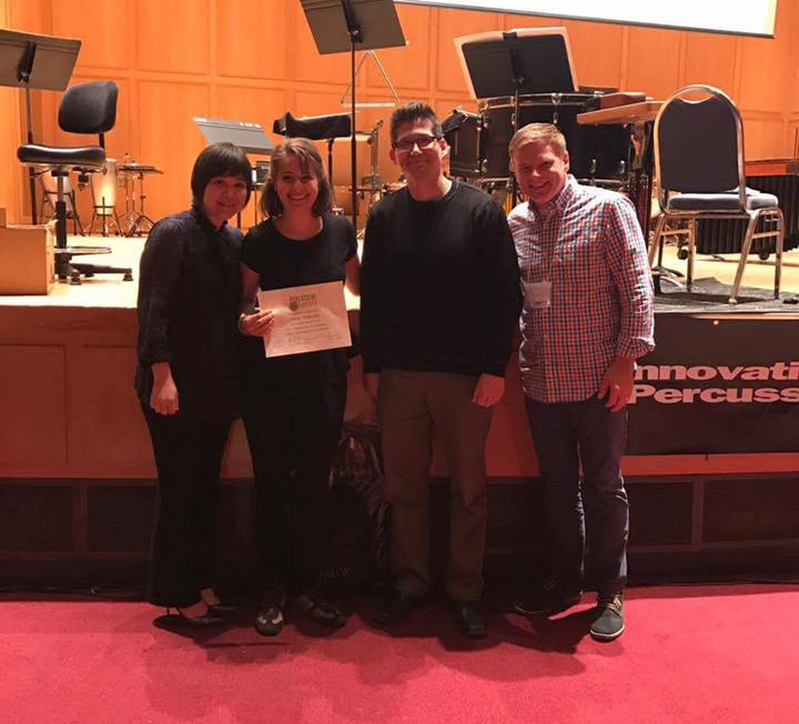 Indiana Day of Percussion Marimba Competition, second prize, left to right: She-E Wu, Gloria Yehilevsky, Kevin Bobo, Brian Mason